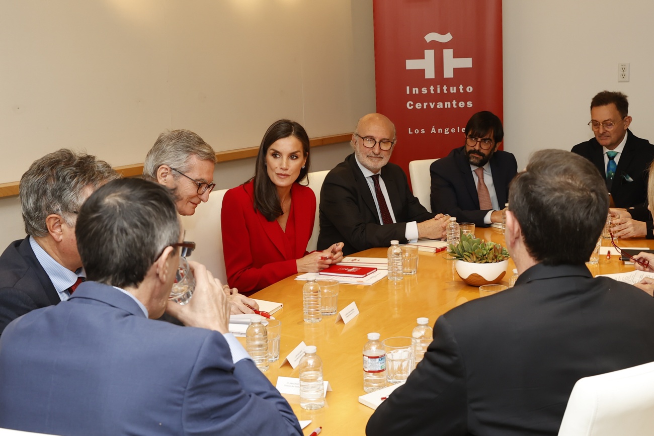 Queen Letizia during her visit to the Cervantes Institute in Los Angeles