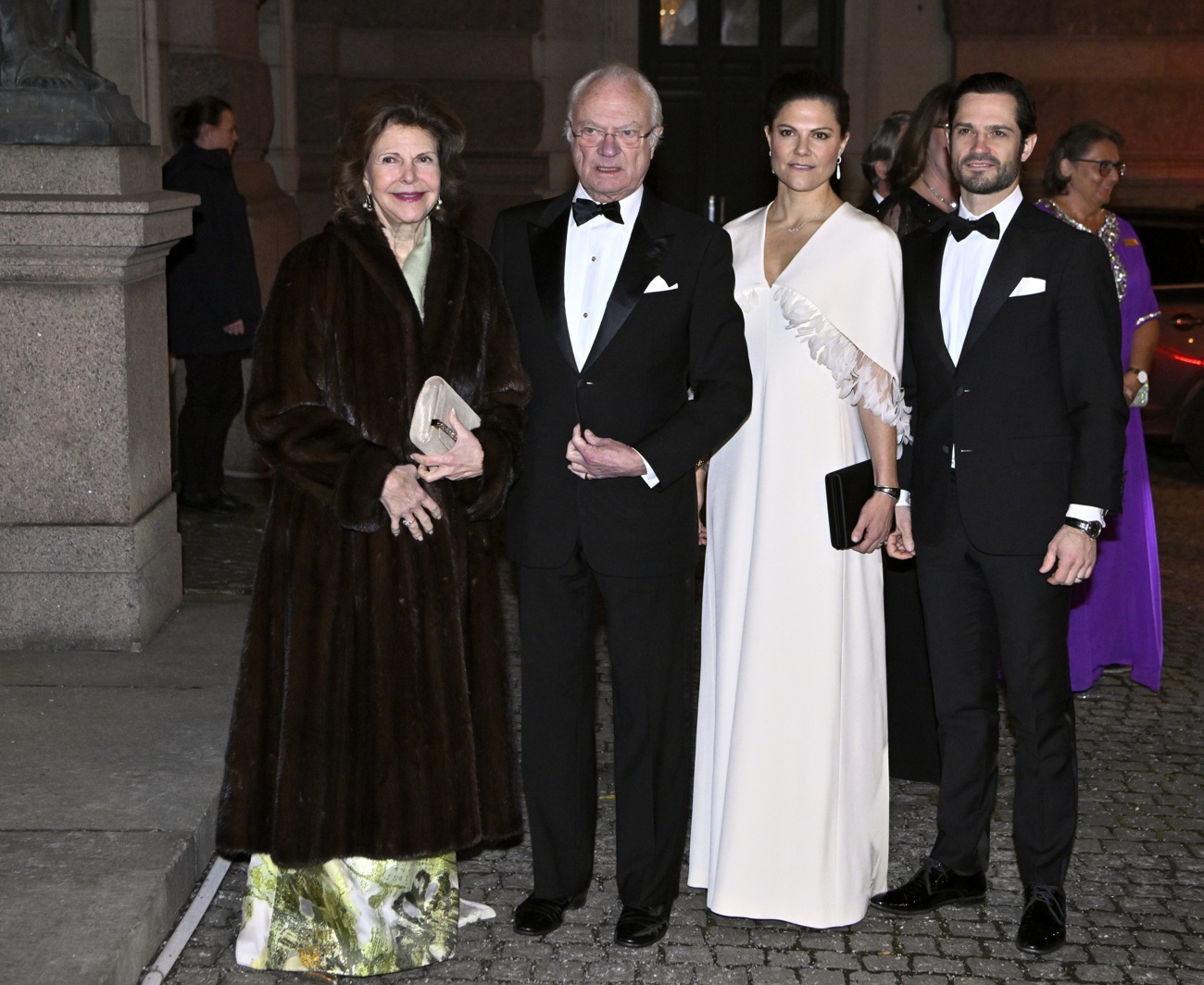 The King and Queen of Sweden and their children, Princess Victoria and Prince Carl Philip, attend a gala at the opera house