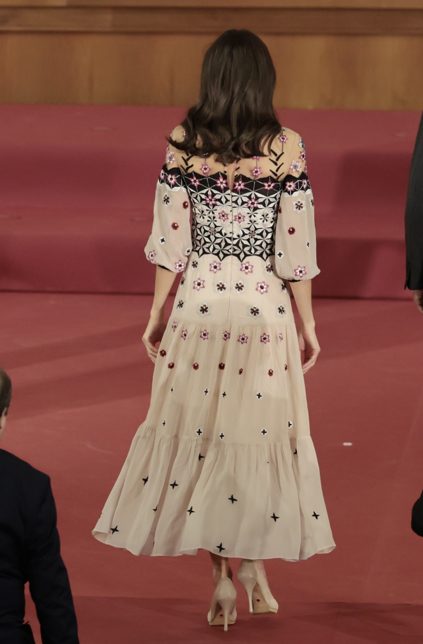 A pale pink silk dress