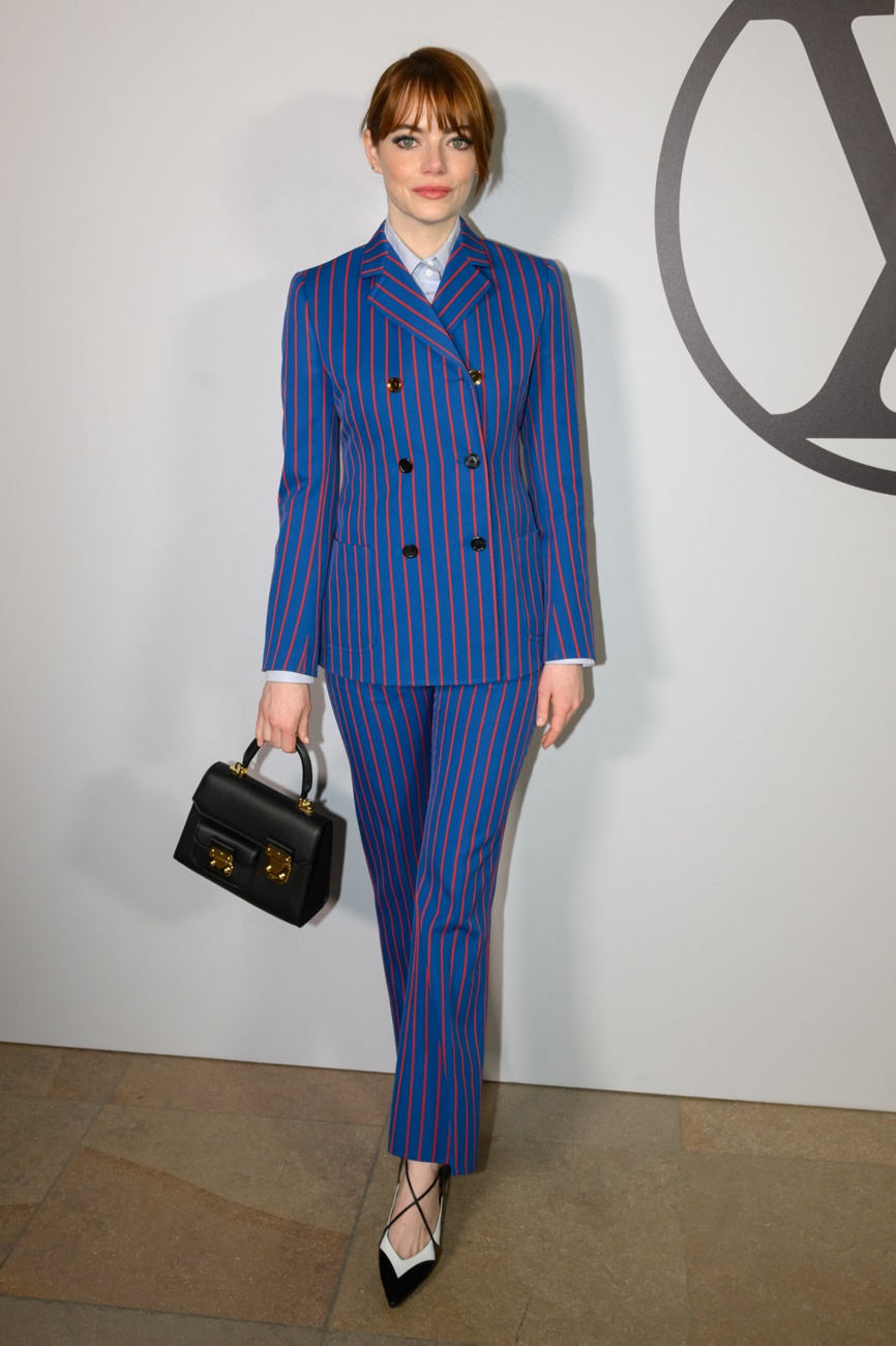 Emma Stone attends the Louis Vuitton fashion show during Paris Fashion Week in March 2023