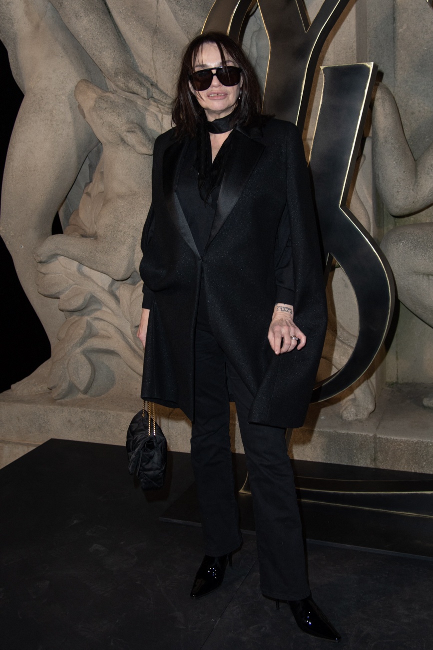 Beatrice Dalle at the Saint Laurent fashion show in Paris