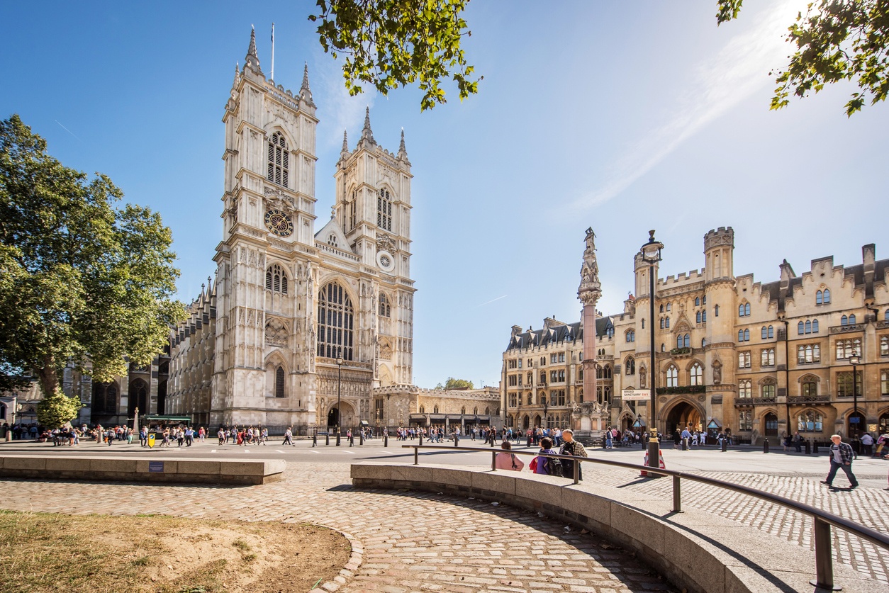 Westminster Abbey, the scene of the coronation of Charles III.