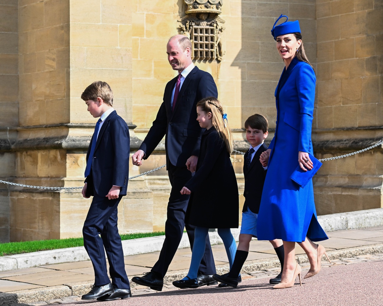 The Prince and Princess of Wales attended with their children.